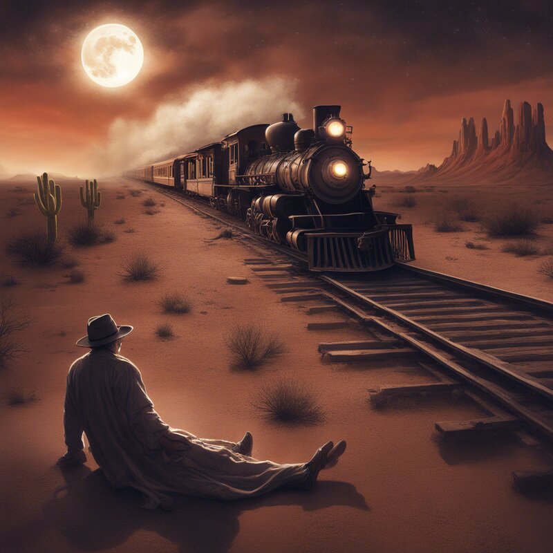 Illustration for the Joseph Davis story — a lone rider in the Arizona desert near Tombstone